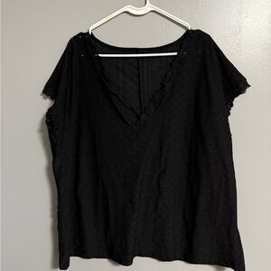 SHEIN Black Lace Short Sleeve Top